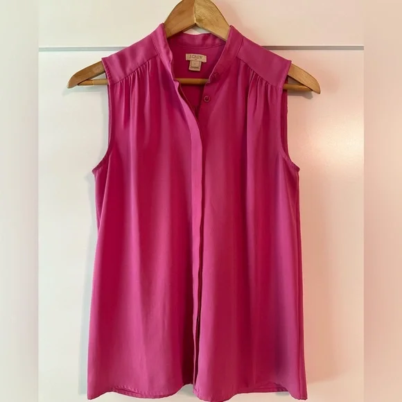 J. Crew pink button up, high neck tank, size zero. - Picture 1 of 8
